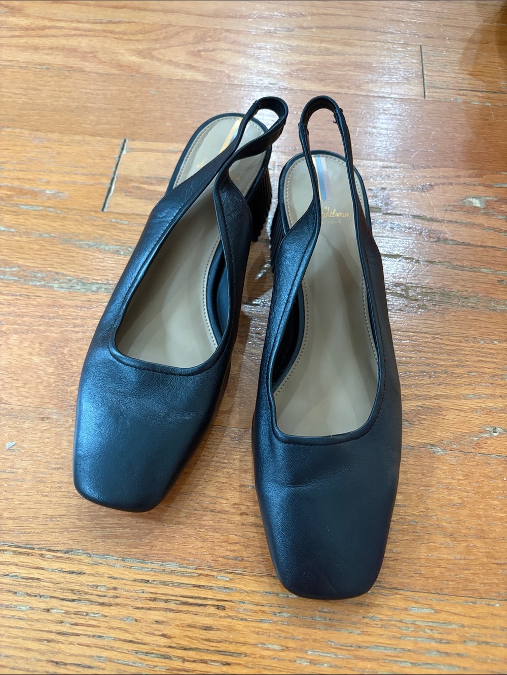 Sam Edelman Black Square-Toe Slingback Block Heels - Picture 8 of 8